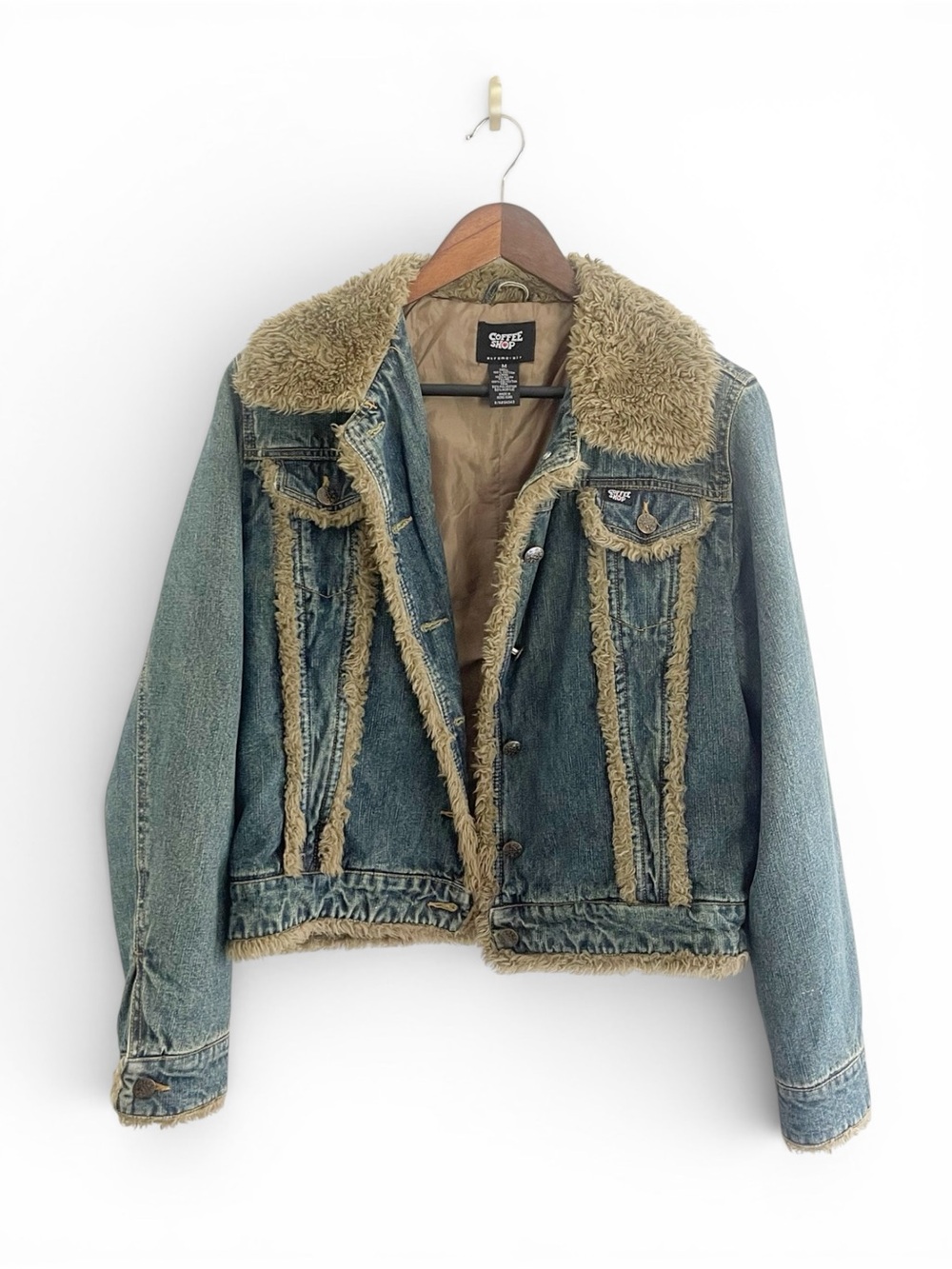 Y2K Coffee Shop Women's Penny Lane Blue Denim faux Fir Trim Jacket
